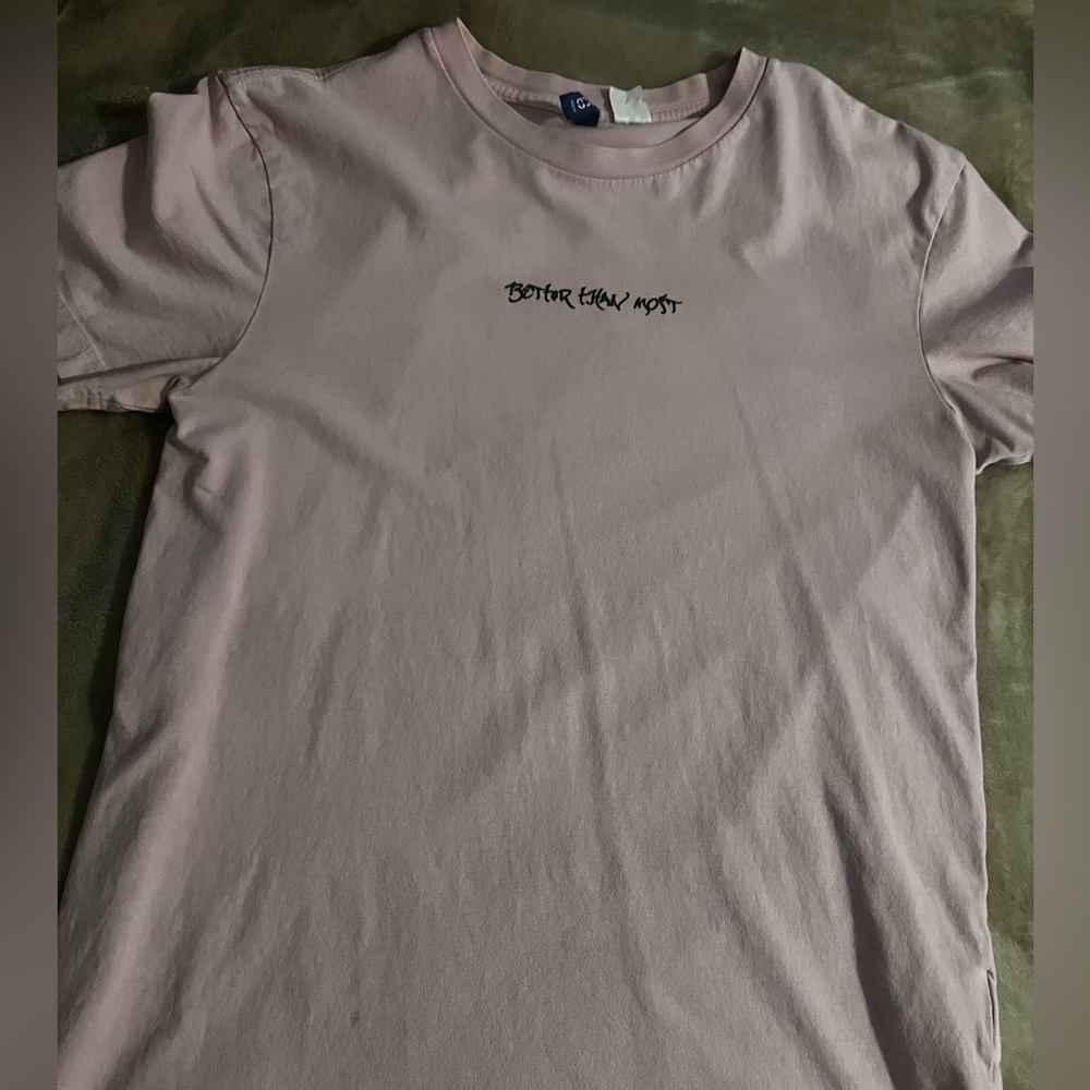 H&M Pink Short Sleeve Tee with Statement Print